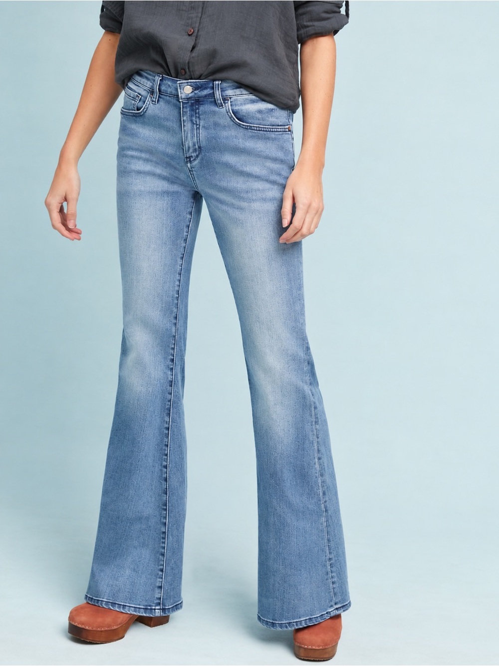 Pilcro Anthropologie High Rise Flare Jeans Light Wash Size 31 Petite